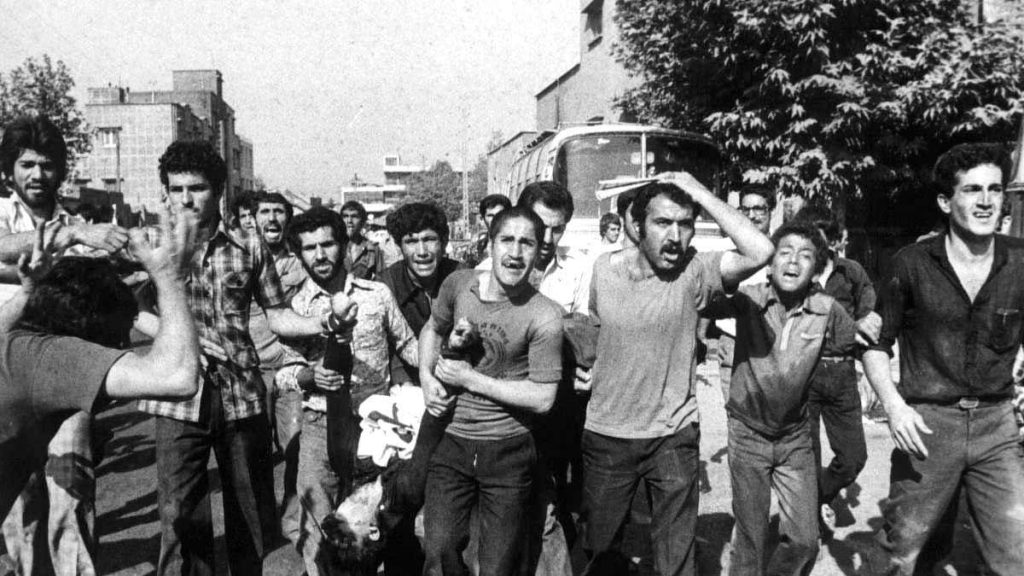 Iranian protesters carry the wounded and dead after the 1978 Jaleh Square massacre in Tehran, also known as Black Friday.