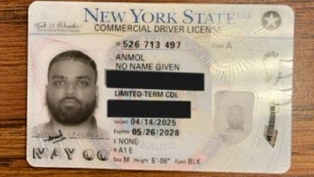 New York Driver's License with partially redacted information