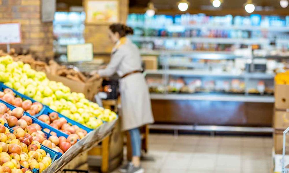 A person shopping in a grocery store