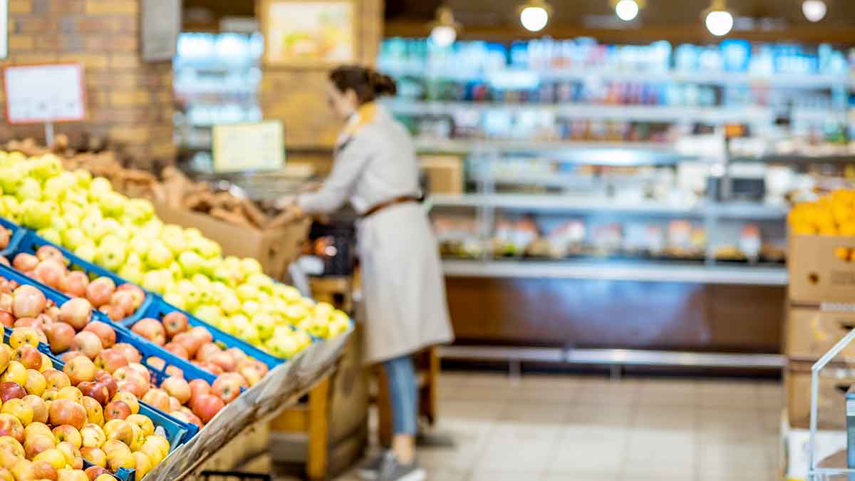 A person shopping in a grocery store