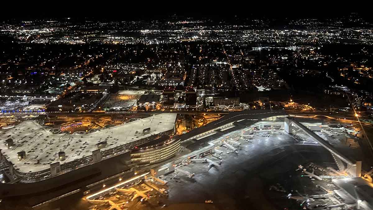 Aerial shot of main terminal of Seattle-Tacoma International Airport